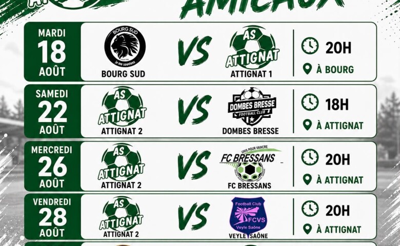 MATCHS AMICAUX Semaine 34